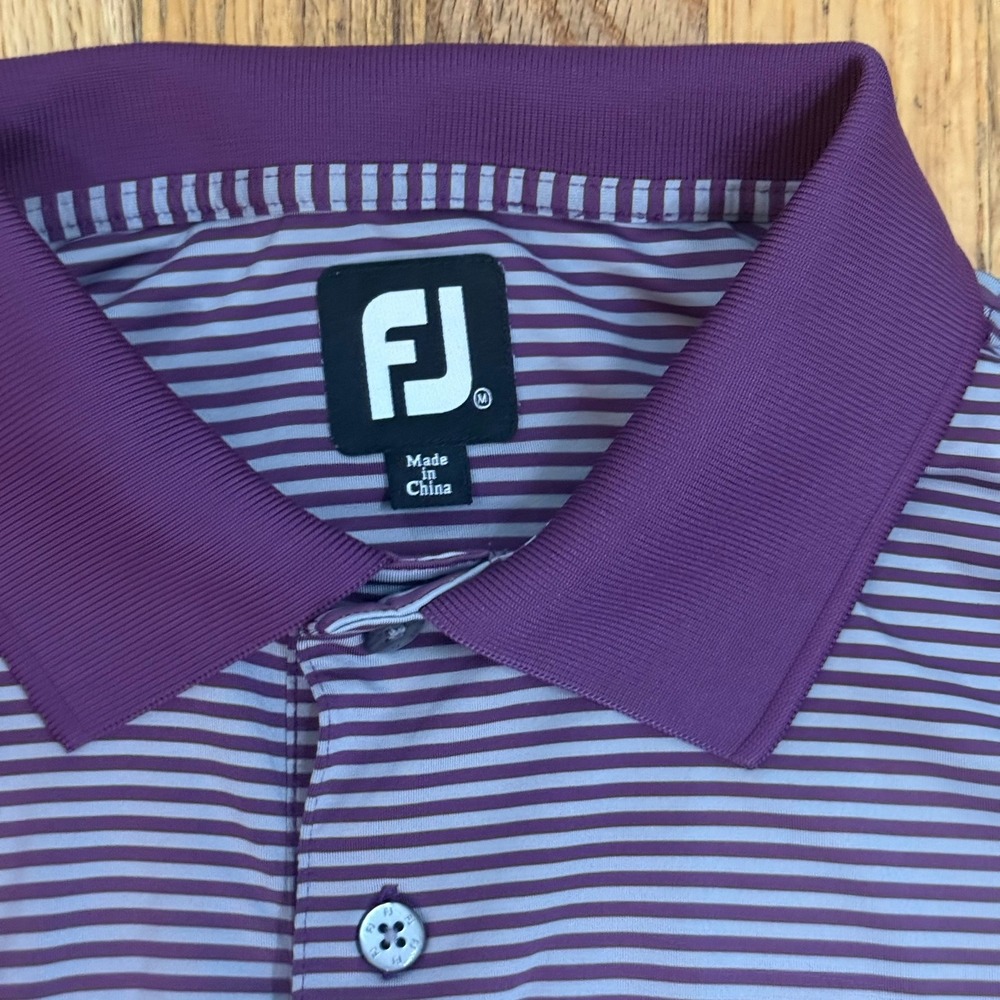 FootJoy FJ Iverness Club ProDry Golf Polo Shirt Purple Striped M Athleisure - Picture 2 of 11